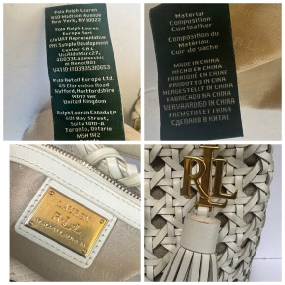 Ralph Lauren Woven Leather Debby Tassel Logo Drawstring Shoulder Bag Bucket Tote - Picture 12 of 16